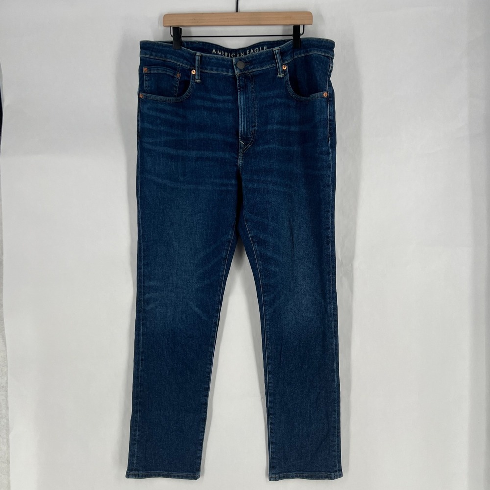 American Eagle Airflex Plus Jeans Mens 38 Blue Denim Relaxed Fit Straight Leg